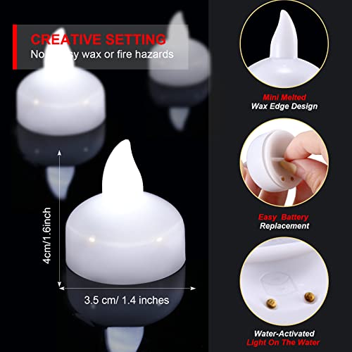 Image of Honoson 36 Pack 1.6 inch Flameless Led Floating Candles Waterproof Tealights Battery Operated Flickering Floating Candles for Wedding Centerpieces Pool Bath Party Anniversary Spa Home Decor(White Light)