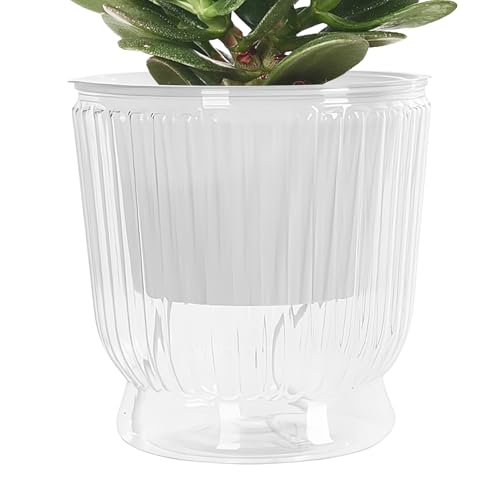 Macetas de riego para interiores genéricas - 5.71x4.72x4,72 Pulgadas | Maceta transparente agotadora, plantador de flores, maceta de tanque | Ollas de almacenamiento de agua profunda para