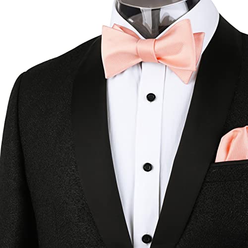 Image of Alizeal Mens 2pcs Solid Self-tied Bow Tie Set | Alizeal Mens 2pcs Self-tied Solid /Animal Bow Tie and Pocket Square Set Perfect for Wedding Business Formal Events