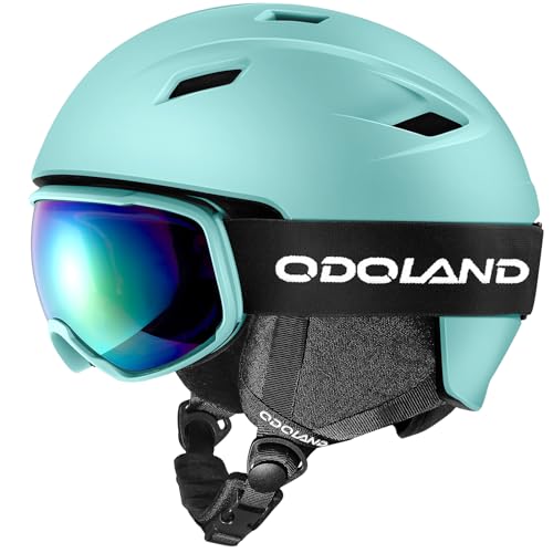 Odoland Ski Helmet and Goggles Set, Snowboard Helmet Glasses for Men, Women & Youth - Shockproof/Windproof Gear for Skiing, Snowboarding