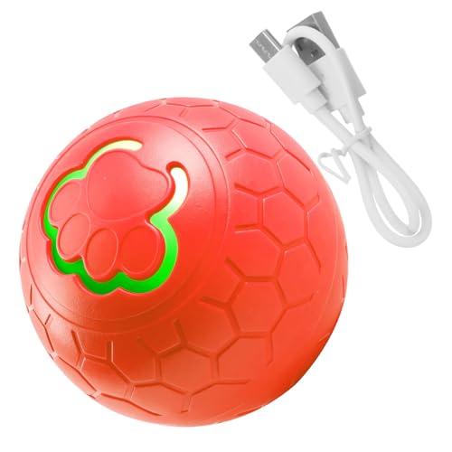 Amosfun Automatisches Interaktives Hundespielzeug Ball mit LED Licht Vibrierend und Bewegend aus Abs und TPU für Zuhause und Unterwegs Orange