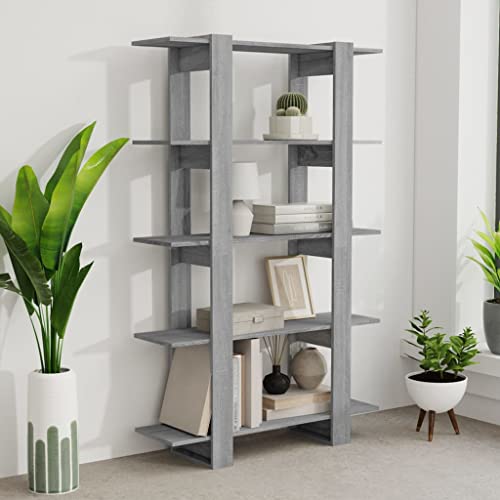 Estantería estrecha de madera gris Sonoma con diseño moderno estable 8