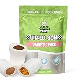 Pasture Paws Stuffed Shin Bones for Dogs, Variety Pack Stuffed Dog Bone Treats, All-Natural Puppy Dog Chews, Pack of 6, 2-3 Inches
