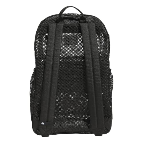 Image of adidas Hermosa Mesh See-Through Backpack - Festival Concert Stadium Beach Bag, 29L, Black /White /3, OSFA
