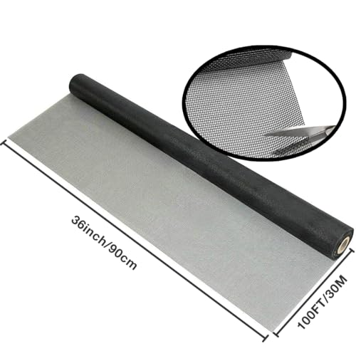 90cm x 30m Pet Proof Window Screens Replacement, Cuttable Fiberglass Roll Screens Door Mesh, Repair Screens Net DIY Screening Mesh Netting Black for Windows, Door, Pool, Porch,Patio-36 x 100' by maebeacae - Image 2