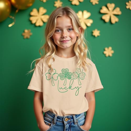 Image of CM C&M WODRO Boy Girl St. Patrick's Day T-Shirt Kid Lucky Clover Short Sleeve Shirt Funny Irish Shamrocks Tee Tops