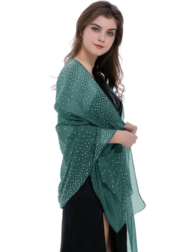 BANETTETA Green Shawls and Wraps for Evening Dresses Shall for Women Dressy Shawls and Wraps for Evening Wear (Dark Green) - Thumbnail 3