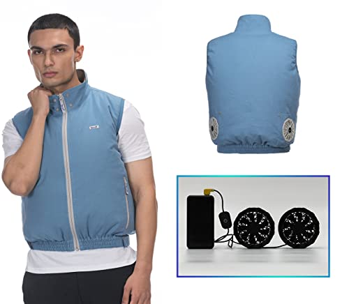 Image of Wearable Fan with 9 Blades Air-Conditioned Jacket, Cooling Jacket,Beat the Heat, Outdoor Activities, Battery Fan Set, 10000 mAh, 12 V, Unisex, Instant Cooling