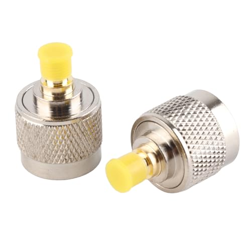 Dioche 2pcs Type N Male to SMA Female RF Adapter Connectors, Brand New and, Made of Copper Material, Wide Frequency Bandwidth, Gold, Plated, Long Service Life,