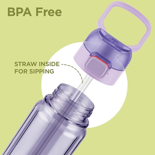 Image of MILTON Aston 1000 BPA & BPS-Free Water Bottle 1 ltr | Food-Grade Plastic | One-Click Open | Leak-Proof | Sip & Gulp Lid I Ideal for Office, School, College, Gym, Purple