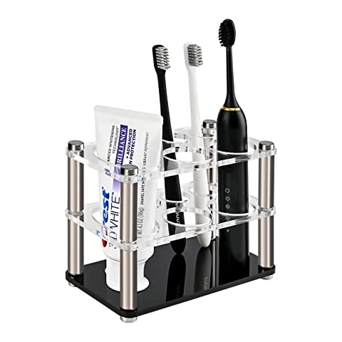 FAIBAEELLY Zahnbürstenhalter für Badezimmer, Premium Acryl Edelstahl Badezimmer Aufbewahrung Organizer Cover