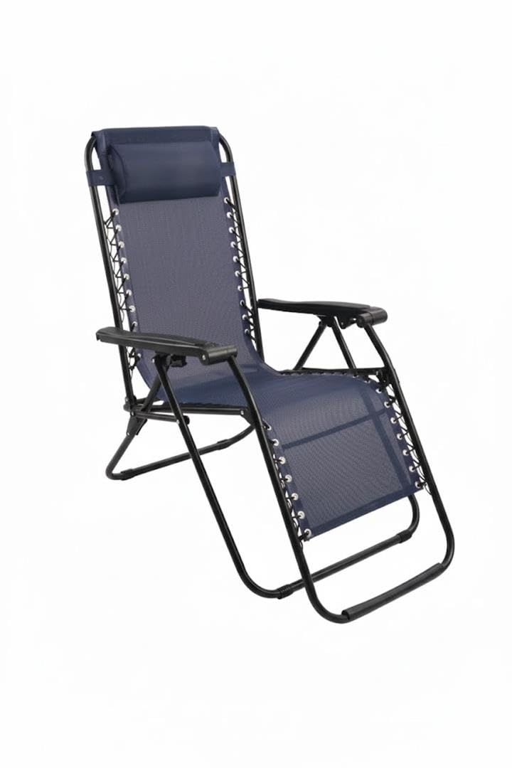 Creaciones Llopis ARW Silla Hamaca Plegable para Exterior con Cojín Silla Tumbona Gravity Plegable para Playa Medidas 158x63x106 cm. (Azul)