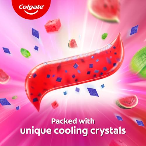 Image of Colgate MaxFresh Watermelon Blast Gel Toothpaste, with Cooling Crystals, Watermelon Flavour, and Ultrafreeze Technology for Intense Freshness, 100g