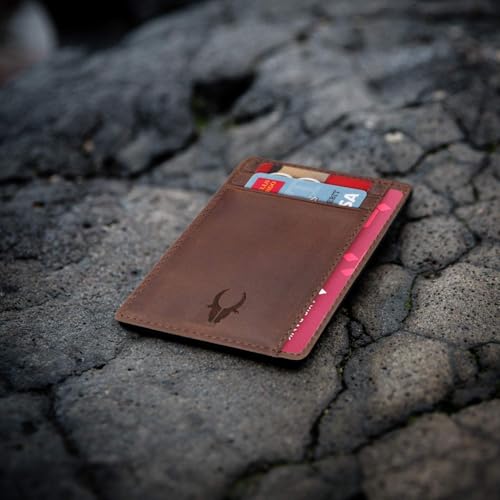 Image of WildHorn Leather Card Holder for Men & Women (Brown Hunter)
