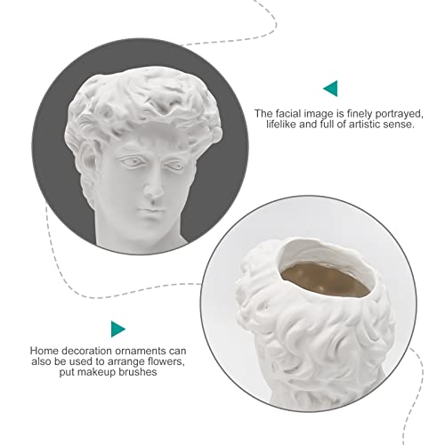 Aynaxcol David Statue Greek Head Vase Bust Face Vase Head Retro Decor, Sculpture Brush Holder Bust,Makeup Brushes Container Pen Holder #TOP3