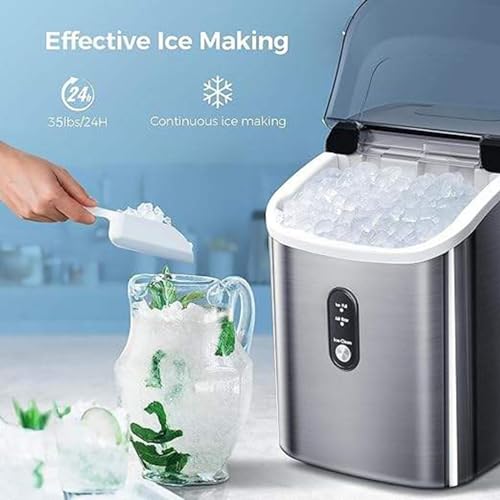 Fabricadora de hielo de mostrador, autolimpiante, 33 lb/24 h, para uso en casa y oficina miniatura 5