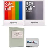 Polaroid Color Film for I-Type (8 Exposures) + Polaroid Black & White i-Type Instant Film (8 Exposures) + Grey Album - Holds 32 Photos