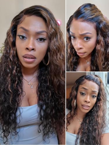 Golden-brown highlight water wave, 7x5 Bye Bye Knots closure — 4.1 stars.