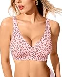 LetsJoli Womens Bras No Underwire Jelly Seamless Full Coverage Supportive Bras for Older Women Plus Size Fashion 2026(Leopard Pink 40B)