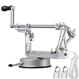 Apple Peeler Slicer Corer with Stainless Steel Blades and Powerful Suction Base for Apples Pears Potatoes(Grey)