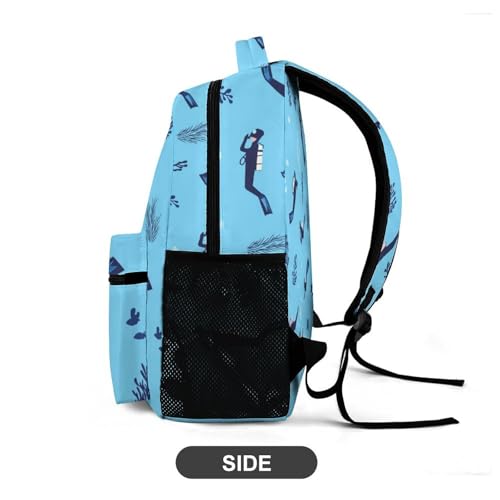 Scuba Diving Pattern Travel Backpack Casual Daypack Shoulder Bag with Adjustable Shoulder Straps4