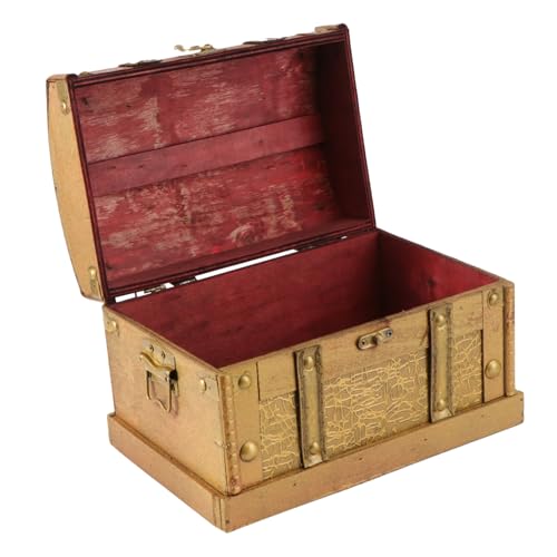OUNONA Classic Wooden Jewelry Box Vintage Treasure Chest Large Jewelry Storage Keepsake Box