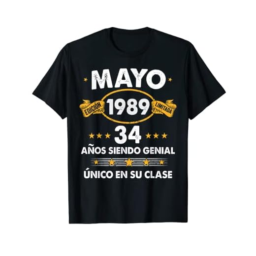 Hombre 34 Años Cumpleaños Regalo Hombre Mayo 1989 Mayo 34 Años Camiseta