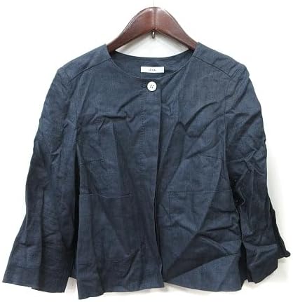 イエナ リネン入りノーカラージャケット ハーフスリーブ ストレッチ