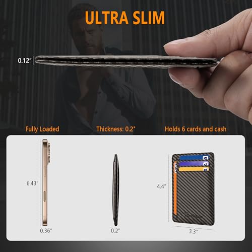 Image of Travelambo Slim Minimalist Wallet for Men, RFID Blocking Credit Card Holder, Front Pocket ID Card Case, Gifts for Men, Husband, Boyfriend, Teenage