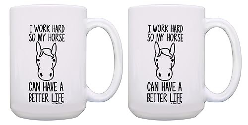 ThisWear Horse Mug Set I Work Hard So My Horse Can Have a Better Life 2 Pack 15oz Ceramic Coffee Mug Set