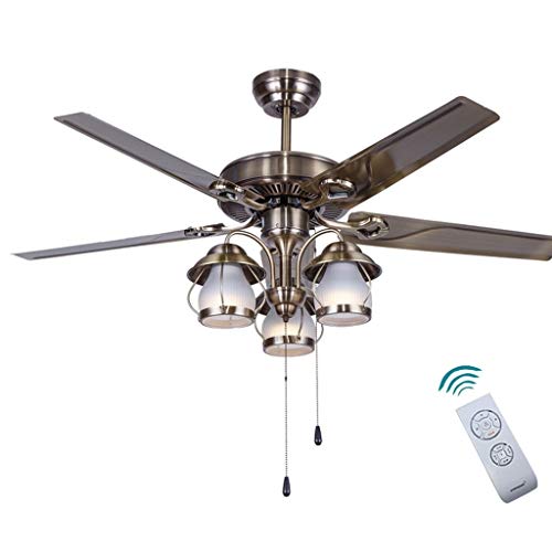 Preisvergleich Produktbild Kronleuchter LED Lüfter Licht Wohnzimmer Fernbedienung Lüfter Kronleuchter Schlafzimmer Leise Deckenventilator Licht Haushalt Metallklinge Lüfter Kronleuchter (Color : Chrome-42 * 108cm)