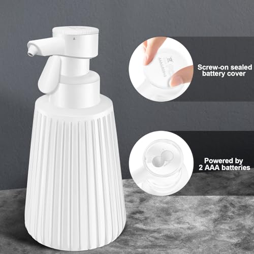 Image of Automatic Soap Dispenser for Kitchen: 8.5oz Easy Refill, Adjustable Soap Pump Volume, Electric Auto Liquid Soap Dispenser - Dish Wash Hand Sanitizer for Bathroom - White Resin Durable Bottle