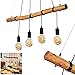 Produktbild HOFSTEIN Pendelleuchte Seegaard, Hängelampe aus Metall/Holz in Schwarz/Braun, 4-flammig, 4 x E27, höhenverstellbare Hängeleuchte bis max. 122 cm, für Wohnzimmer, Esszimmer, Küche