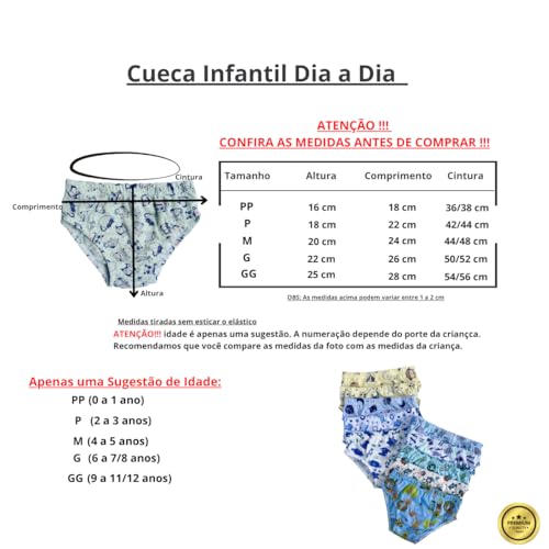 Cuecas infantil barata de qualidade para o dia a dia Kit10 Cuecas M