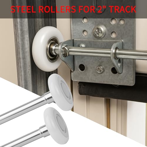 Image of 10 Pack 4 inch Stem 2 inch White Nylon Garage Door Roller with Protective Sealed-Cap(Dustproof), Ultra Quiet & Long-Lasting, Commercial High Load Capacity, Double Sealed Bearings