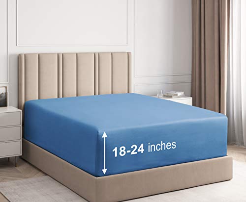 Extra Deep Pocket Fitted Sheet - Single Fitted Sheet Only - Extra Deep Pockets Queen Size Sheets - Fits 18 in to 24 in Mattress - Extra Deep Queen Fitted Sheet - Deep Pockets That Actually Fits Extra Deep Pocket Fitted Sheet - Single Fitted Sheet Only - Extra Deep Pockets Queen Size Sheets - Fits 18 in to 24 in Mattress - Extra Deep Queen Fitted Sheet - Deep Pockets That Actually Fits
