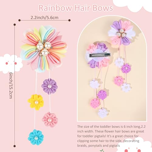 Image of 6PCS Hair Bows for Girls Cute Hair Bows for Girls, Flower Hair Accessories for Girl's Grosgrain Ribbon Bows With Alligator Clips Girl Hair Accessories for Kids Teen Toddler Women Girl