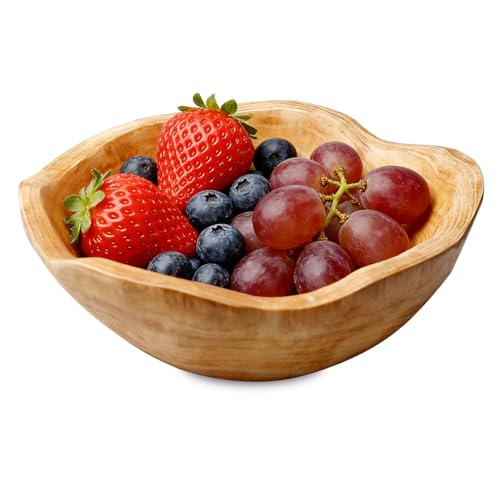 PORFOYO Frutero De Madera Natural: Cuenco De Madera Creativo Irregular, Estable Y Segura, Cuenco De Maderas Natural Hecho a Mano Para Frutas, Ensaladas, Dulces Y Aperitivos (20-24 Cm)