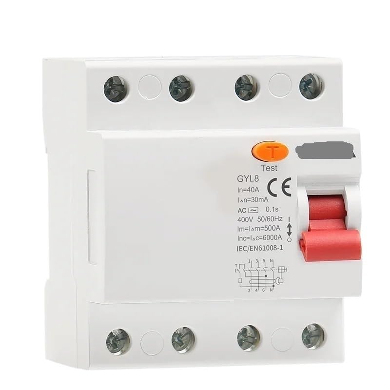 Interruttore Magnetotermico Differenziale,Magnetot Interruttore Di Sicurezza Differenziale Elettromagnetico GYL8 3fase+N RCD 4P 25A 40A 63A(4P 40A,100mA)