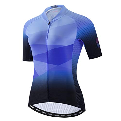 Weimostar Maillot de cyclisme pour femme avec fermeture éclair complète de cycle de chemise à manches courtes de vélo de route Vêtements de course de VTT...
