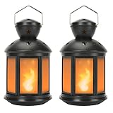 Decorative Lanterns Battery Powered LED, with 6 Hours Timer,Indoor/Outdoor,Lanterns Decorative for Wedding,Parties,Black-2pcs