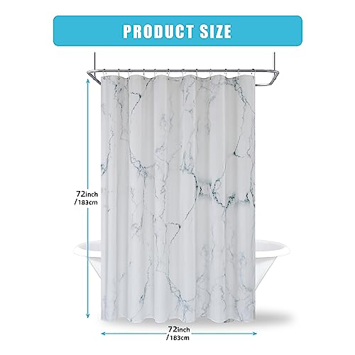 Eachope Marble Shower Curtain Blue And White Fabric Shower Curtains For Decorative Bathroom， Waterproof & Anti-Rust Grommet (72X72 Inch, Marine Blue) #TOP1