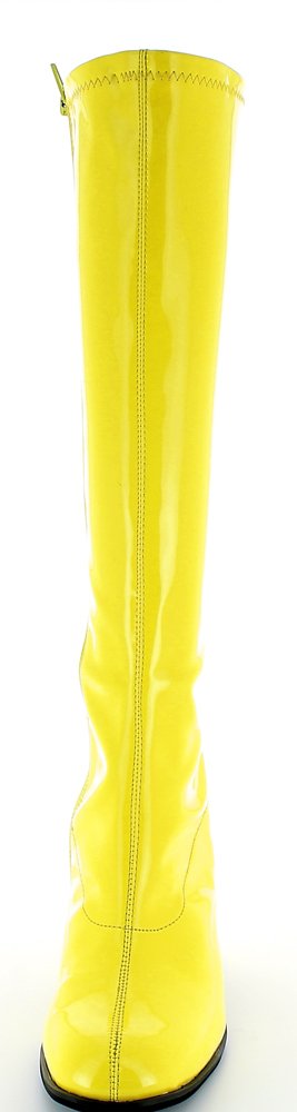 Das Kostümland Gogo Damen Retro Lackstiefel - Tolle Schuhe zur 70er 80er Jahre Disco Hippie Mottoparty - SCHMALER SCHAFT
