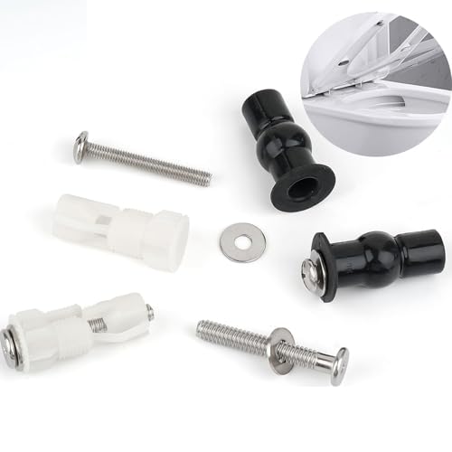 WC-Sitz Befestigungsset, 8-teilig, Toilettensitz-Schrauben mit Schraubendreher, Schwarz und Weiß