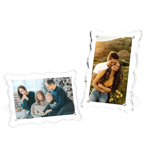 ECOSEAO 6x8 Picture Frame Acrylic Photo Frame with Desktop Display Horizontally or Vertically For Thanksgiving,Christmas and New year (Modern, Transparent, 6X8 1Pack)