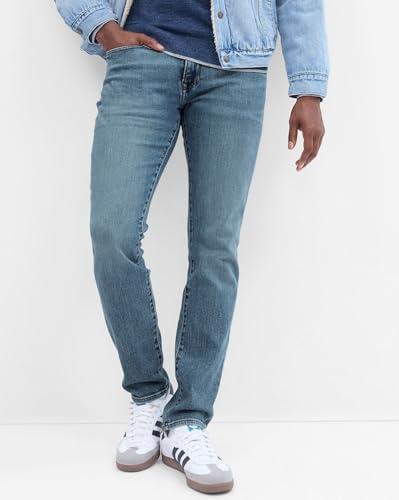 Image of Gap Men Skinny Fit Mid Rise Mid Washed Stretch Denim Jeans