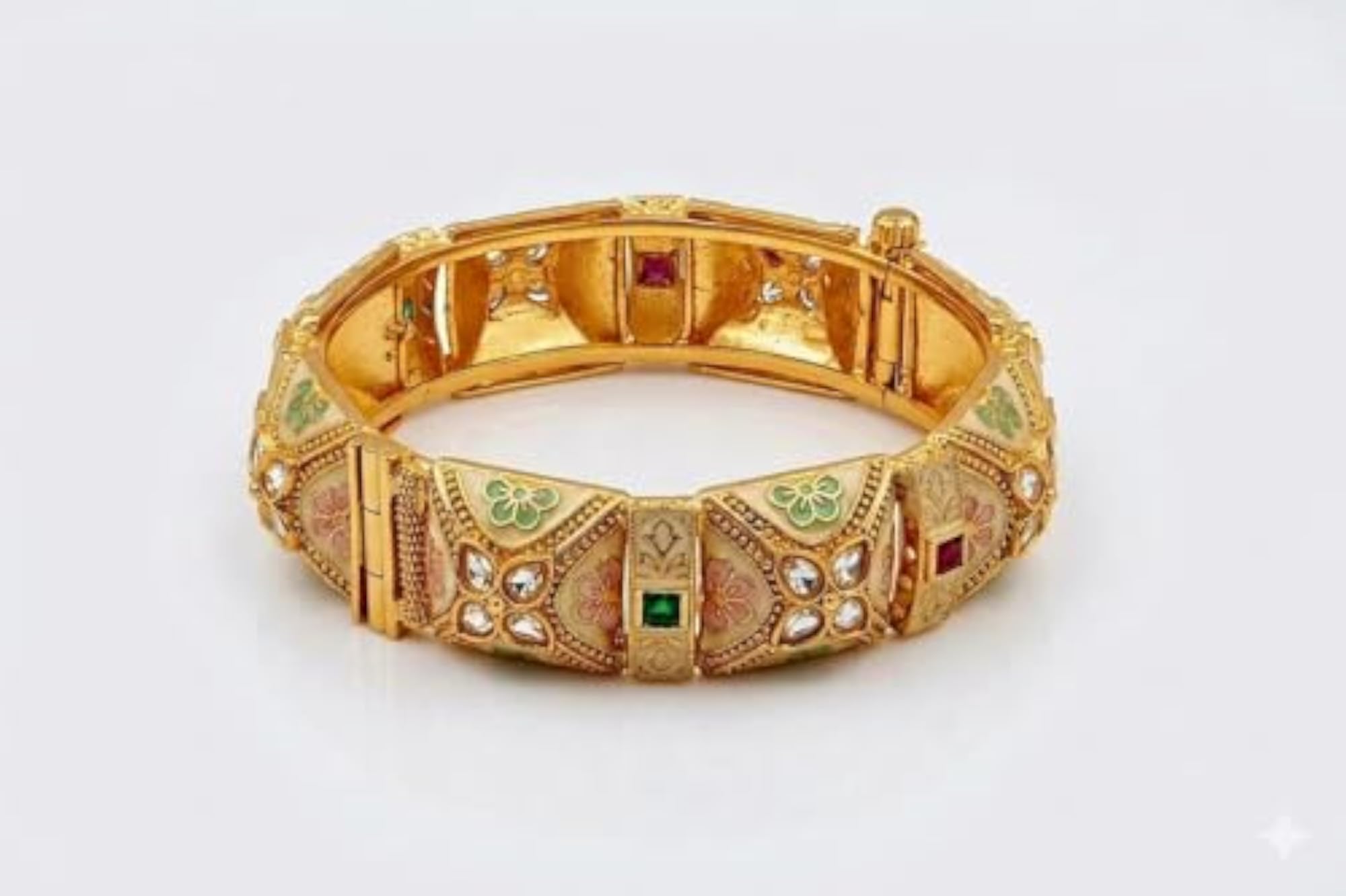 Women's Floral Enamel Design Kada Bangle Set, Traditional