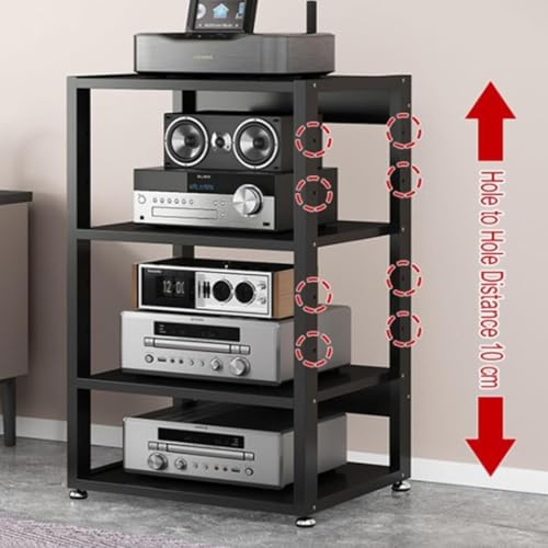 Meuble de composants stéréo teck à 4 niveaux support audio moderne pour salon - 5