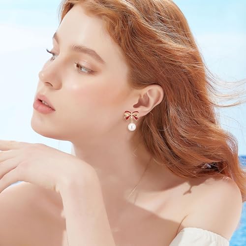 Deals Of'The Day Lightning'Deals My+Orders Valentines Day Gifts for Her 925 Sterling Silver Earrings for Women Amaon Haul Store Diamond/Bow Earrings Jewelry Birthday Wedding Christmas - 4
