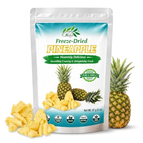 CHAVI Freeze-Dried Pineapple Chips - 2 Oz - Healthy 1 Ingredient Superfood Snack - No Added Sugars or Preservatives - Non-GMO, Vegan, Gluten-Free